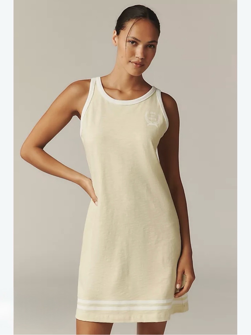 Anthropologie Sundry Butter Yellow Racer Cotton Mini Tennis Dress Size Medium